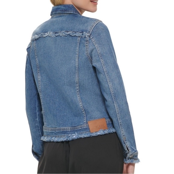 Karl Lagerfeld Blue Denim Jacket with Patches small - Picture 2 of 11